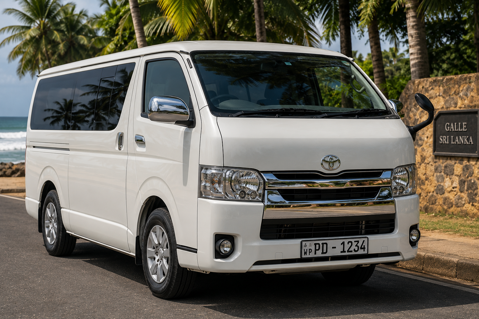 A/C family van with private driver in Sri Lanka, fits 4 to 7 passengers